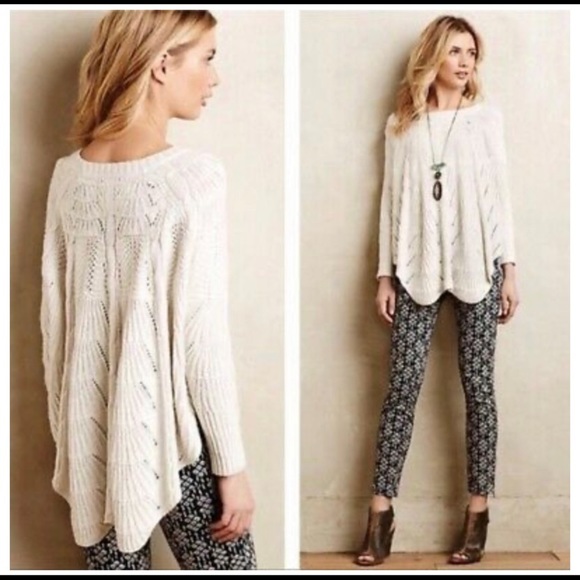 Anthropologie Sweaters - Anthro Angel Of The North Mirabelle Stitched Poncho Sweater XS/S